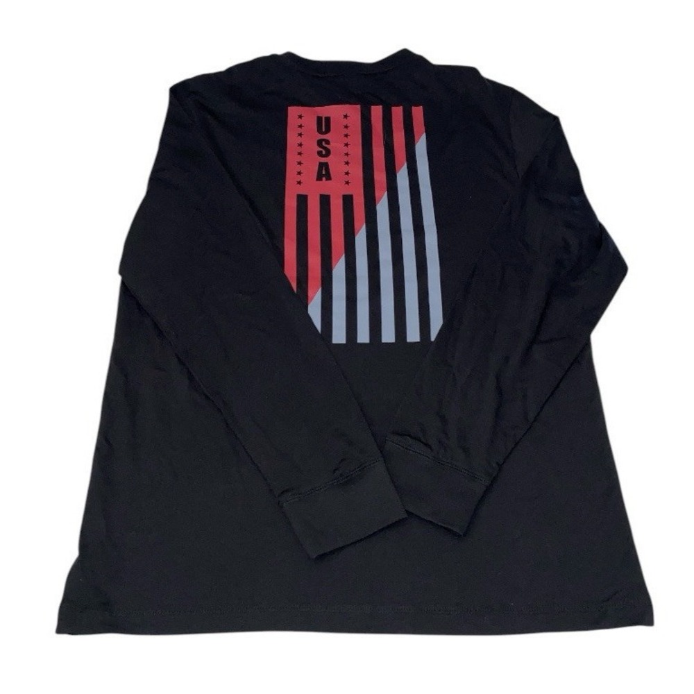 USA American Flag Long Sleeve Graphic Tee‎ Shirt Black Zelos Men's Medium NWT